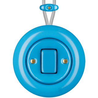 PORCELAIN KATY PATY COLONA ROUND SURFACE MOUNTED FAT BUTTON SWITCH AZURE - DYKE & DEAN
