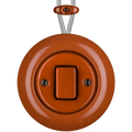 PORCELAIN KATY PATY COLONA ROUND SURFACE MOUNTED FAT BUTTON SWITCH BRICK RED - DYKE & DEAN
