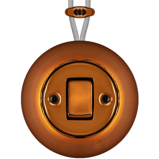 PORCELAIN KATY PATY COLONA ROUND SURFACE MOUNTED FAT BUTTON SWITCH BRONZE - DYKE & DEAN