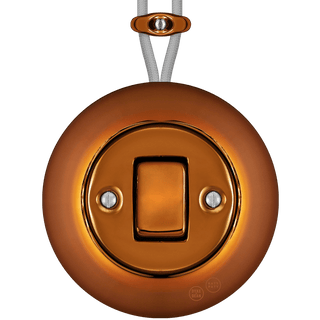 PORCELAIN KATY PATY COLONA ROUND SURFACE MOUNTED FAT BUTTON SWITCH BRONZE - DYKE & DEAN