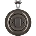 PORCELAIN KATY PATY COLONA ROUND SURFACE MOUNTED FAT BUTTON SWITCH BROWN - DYKE & DEAN