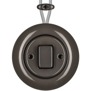 PORCELAIN KATY PATY COLONA ROUND SURFACE MOUNTED FAT BUTTON SWITCH BROWN - DYKE & DEAN