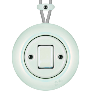 PORCELAIN KATY PATY COLONA ROUND SURFACE MOUNTED FAT BUTTON SWITCH CONCHA - DYKE & DEAN