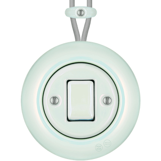 PORCELAIN KATY PATY COLONA ROUND SURFACE MOUNTED FAT BUTTON SWITCH CONCHA - DYKE & DEAN