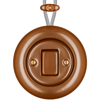 PORCELAIN KATY PATY COLONA ROUND SURFACE MOUNTED FAT BUTTON SWITCH COPPER - DYKE & DEAN