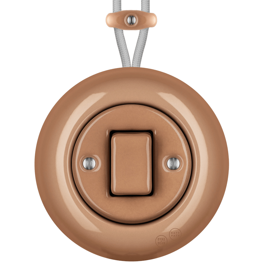 PORCELAIN KATY PATY COLONA ROUND SURFACE MOUNTED FAT BUTTON SWITCH DERMA - DYKE & DEAN