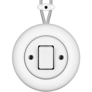 PORCELAIN KATY PATY COLONA ROUND SURFACE MOUNTED FAT BUTTON SWITCH MATTE WHITE - DYKE & DEAN
