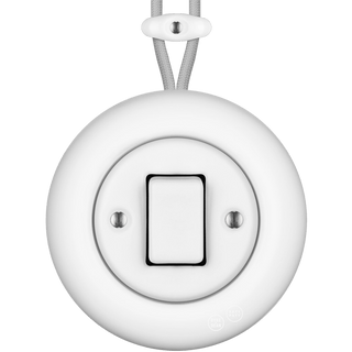 PORCELAIN KATY PATY COLONA ROUND SURFACE MOUNTED FAT BUTTON SWITCH MATTE WHITE - DYKE & DEAN