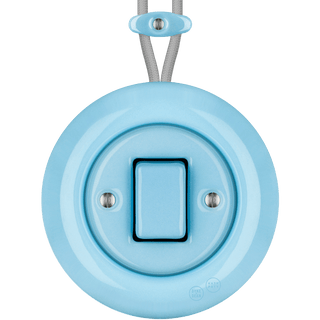 PORCELAIN KATY PATY COLONA ROUND SURFACE MOUNTED FAT BUTTON SWITCH PASTEL BLUE - DYKE & DEAN