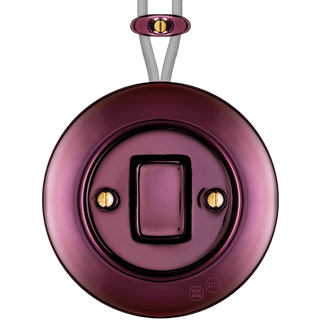 PORCELAIN KATY PATY COLONA ROUND SURFACE MOUNTED FAT BUTTON SWITCH PURPLE - DYKE & DEAN