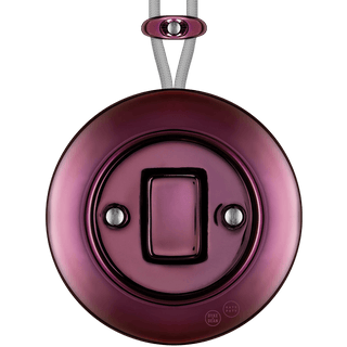PORCELAIN KATY PATY COLONA ROUND SURFACE MOUNTED FAT BUTTON SWITCH PURPLE - DYKE & DEAN