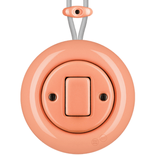 PORCELAIN KATY PATY COLONA ROUND SURFACE MOUNTED FAT BUTTON SWITCH SALMON PINK - DYKE & DEAN