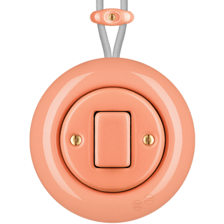 PORCELAIN KATY PATY COLONA ROUND SURFACE MOUNTED FAT BUTTON SWITCH SALMON PINK - DYKE & DEAN