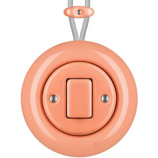 PORCELAIN KATY PATY COLONA ROUND SURFACE MOUNTED FAT BUTTON SWITCH SALMON PINK - DYKE & DEAN