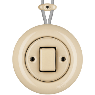 PORCELAIN KATY PATY COLONA ROUND SURFACE MOUNTED FAT BUTTON SWITCH SAND - DYKE & DEAN