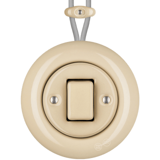 PORCELAIN KATY PATY COLONA ROUND SURFACE MOUNTED FAT BUTTON SWITCH SAND - DYKE & DEAN