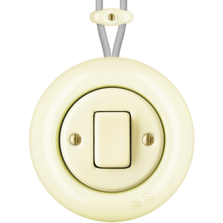 PORCELAIN KATY PATY COLONA ROUND SURFACE MOUNTED FAT BUTTON SWITCH VANILLA - DYKE & DEAN