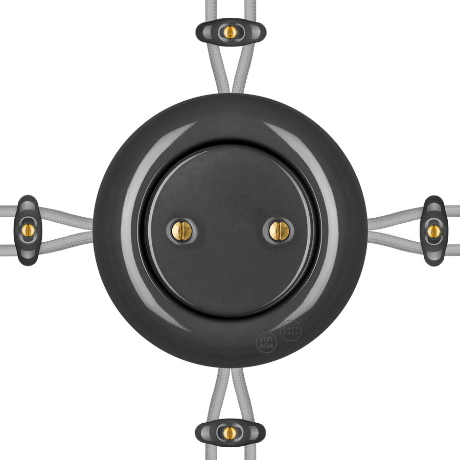 PORCELAIN KATY PATY COLONA ROUND SURFACE MOUNTED JUNCTION BOX DARK GREY - DYKE & DEAN