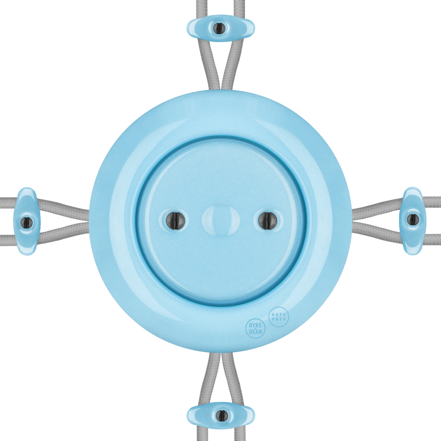 PORCELAIN KATY PATY COLONA ROUND SURFACE MOUNTED JUNCTION BOX PASTEL BLUE - DYKE & DEAN