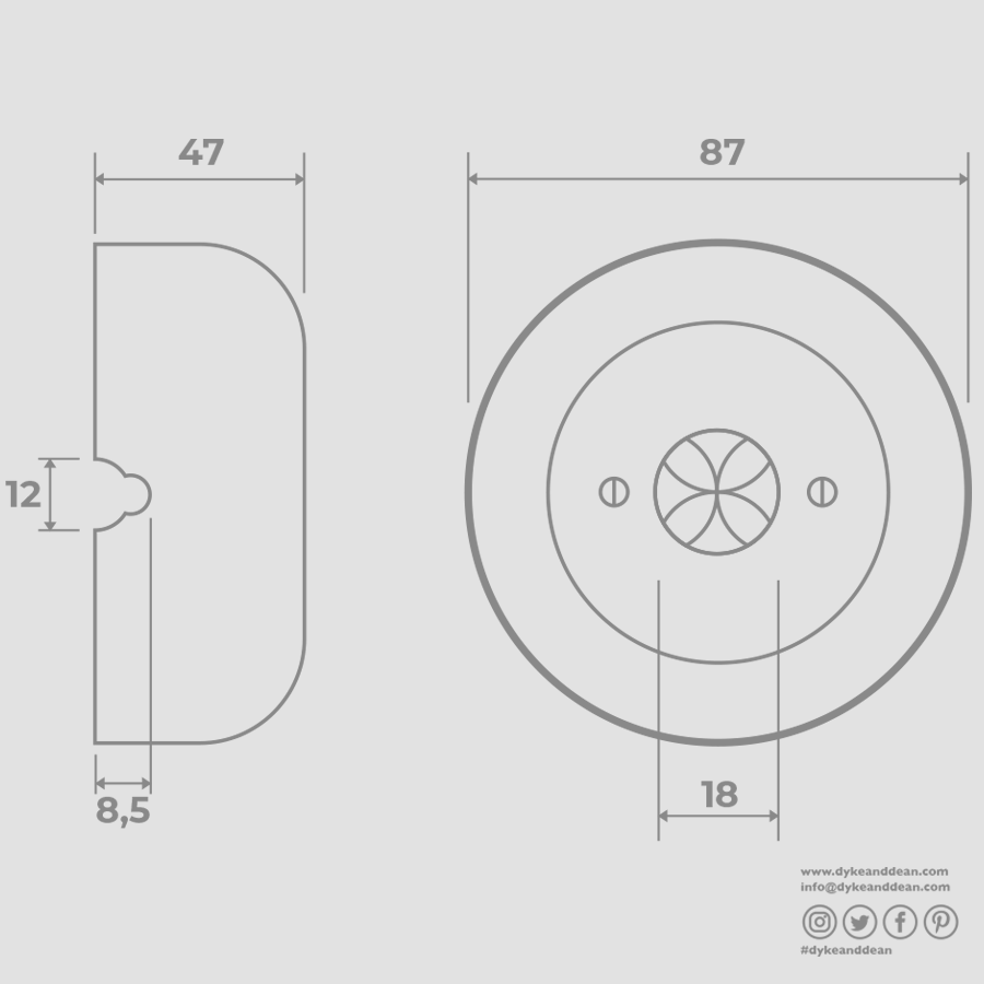 PORCELAIN KATY PATY COLONA ROUND SURFACE MOUNTED MOTION SENSOR ASH GREY - DYKE & DEAN