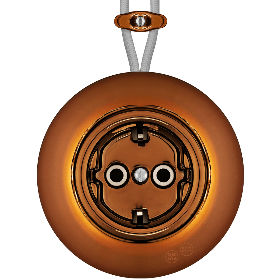 PORCELAIN KATY PATY COLONA ROUND SURFACE MOUNTED SCHUKO SOCKET BRONZE - DYKE & DEAN