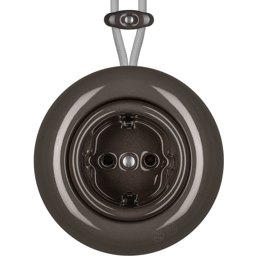 PORCELAIN KATY PATY COLONA ROUND SURFACE MOUNTED SCHUKO SOCKET BROWN - DYKE & DEAN
