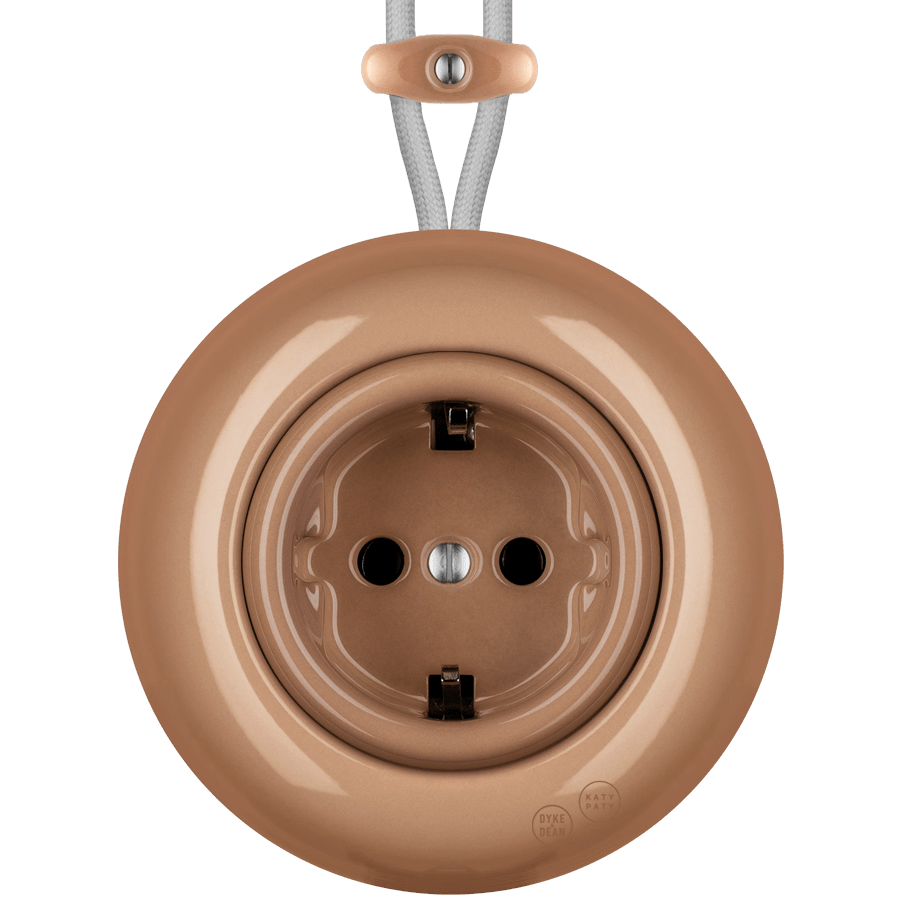 PORCELAIN KATY PATY COLONA ROUND SURFACE MOUNTED SCHUKO SOCKET DERMA - DYKE & DEAN