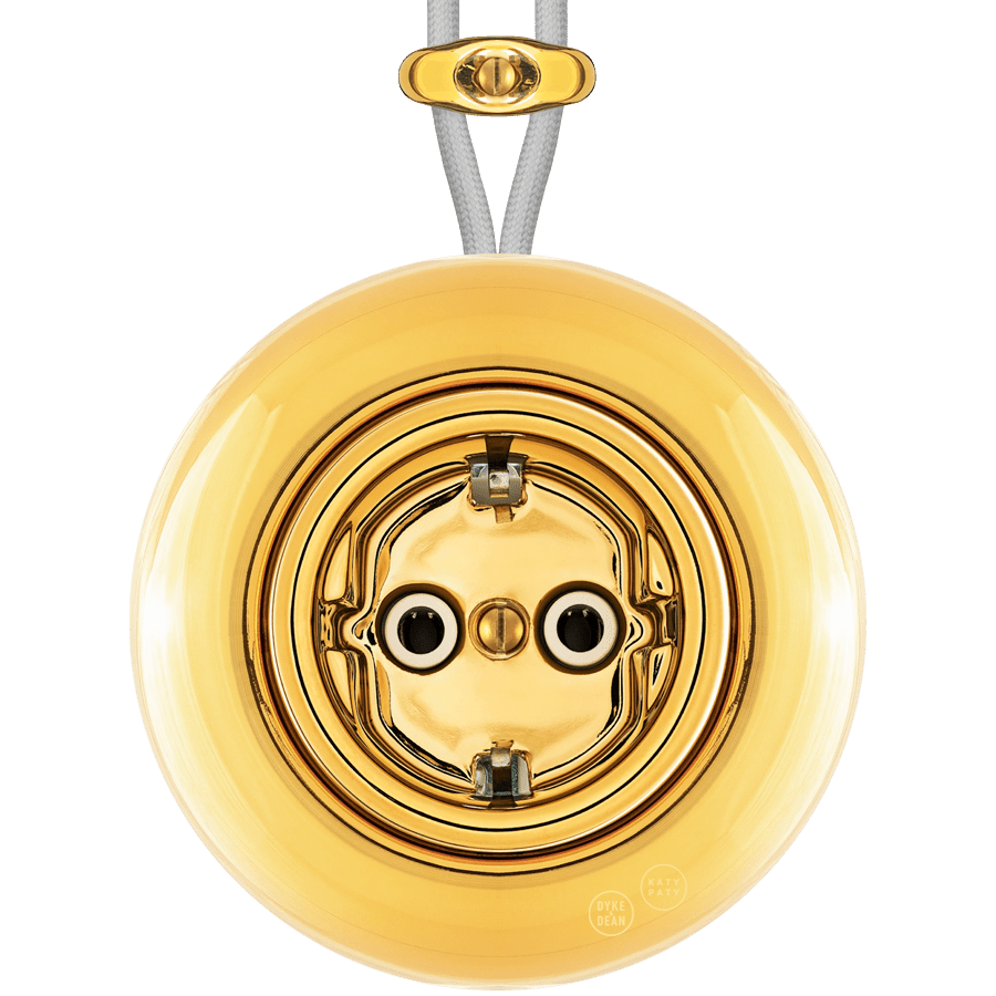 PORCELAIN KATY PATY COLONA ROUND SURFACE MOUNTED SCHUKO SOCKET GOLD - DYKE & DEAN
