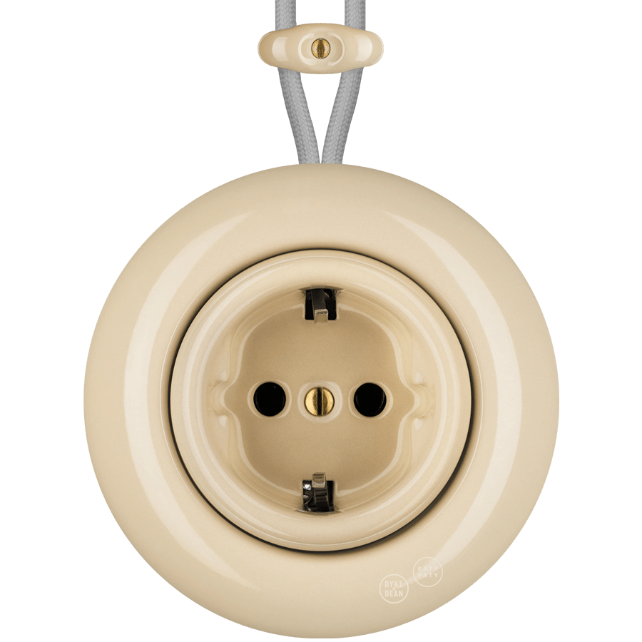 PORCELAIN KATY PATY COLONA ROUND SURFACE MOUNTED SCHUKO SOCKET SAND - DYKE & DEAN
