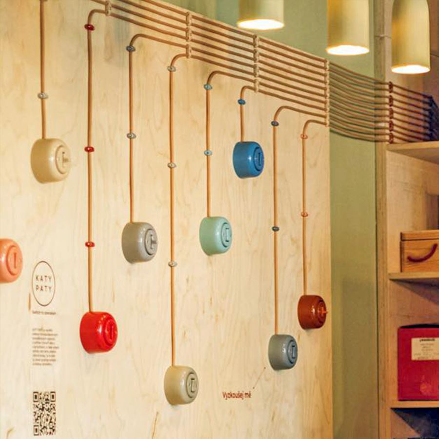 PORCELAIN KATY PATY COLONA ROUND SURFACE MOUNTED SCHUKO SOCKET SKY BLUE - DYKE & DEAN