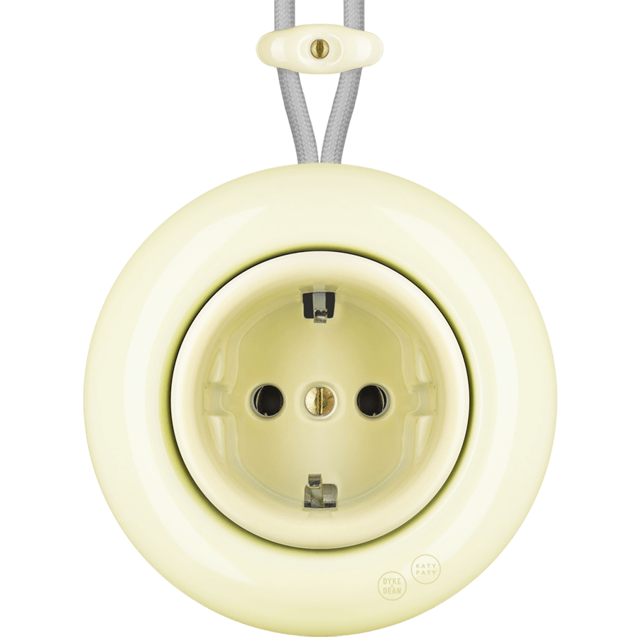 PORCELAIN KATY PATY COLONA ROUND SURFACE MOUNTED SCHUKO SOCKET VANILLA - DYKE & DEAN