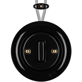 PORCELAIN KATY PATY COLONA ROUND SURFACE MOUNTED SLIM BUTTON SWITCH BLACK - DYKE & DEAN