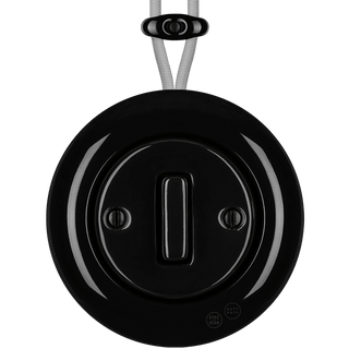 PORCELAIN KATY PATY COLONA ROUND SURFACE MOUNTED SLIM BUTTON SWITCH BLACK - DYKE & DEAN