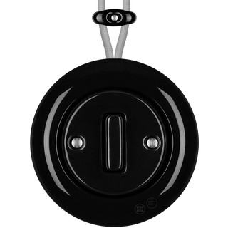 PORCELAIN KATY PATY COLONA ROUND SURFACE MOUNTED SLIM BUTTON SWITCH BLACK - DYKE & DEAN