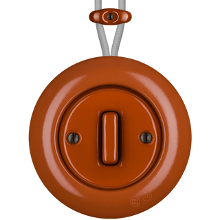 PORCELAIN KATY PATY COLONA ROUND SURFACE MOUNTED SLIM BUTTON SWITCH BRICK RED - DYKE & DEAN