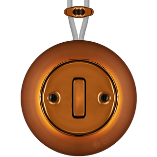 PORCELAIN KATY PATY COLONA ROUND SURFACE MOUNTED SLIM BUTTON SWITCH BRONZE - DYKE & DEAN