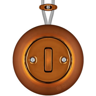 PORCELAIN KATY PATY COLONA ROUND SURFACE MOUNTED SLIM BUTTON SWITCH BRONZE - DYKE & DEAN