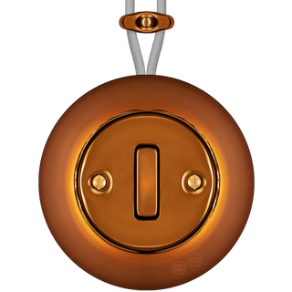 PORCELAIN KATY PATY COLONA ROUND SURFACE MOUNTED SLIM BUTTON SWITCH BRONZE - DYKE & DEAN
