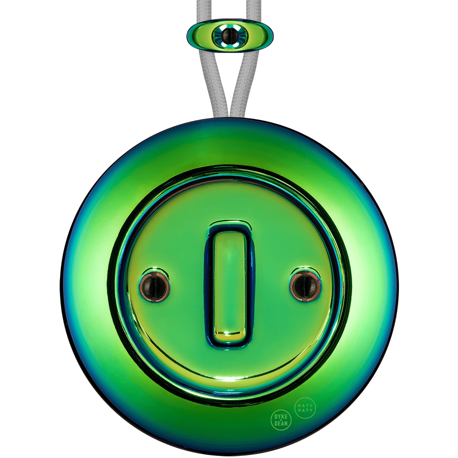 PORCELAIN KATY PATY COLONA ROUND SURFACE MOUNTED SLIM BUTTON SWITCH CHLOREDO - DYKE & DEAN