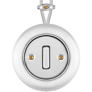 PORCELAIN KATY PATY COLONA ROUND SURFACE MOUNTED SLIM BUTTON SWITCH CHROME - DYKE & DEAN