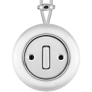 PORCELAIN KATY PATY COLONA ROUND SURFACE MOUNTED SLIM BUTTON SWITCH CHROME - DYKE & DEAN
