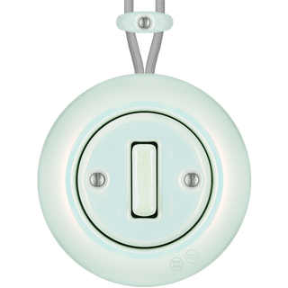 PORCELAIN KATY PATY COLONA ROUND SURFACE MOUNTED SLIM BUTTON SWITCH CONCHA - DYKE & DEAN