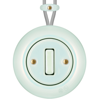 PORCELAIN KATY PATY COLONA ROUND SURFACE MOUNTED SLIM BUTTON SWITCH CONCHA - DYKE & DEAN