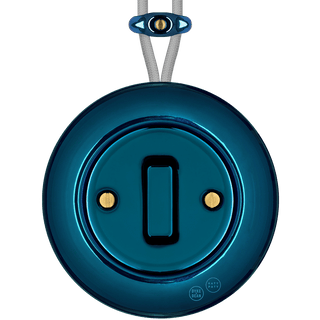 PORCELAIN KATY PATY COLONA ROUND SURFACE MOUNTED SLIM BUTTON SWITCH DARK BLUE - DYKE & DEAN
