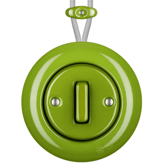 PORCELAIN KATY PATY COLONA ROUND SURFACE MOUNTED SLIM BUTTON SWITCH GREEN - DYKE & DEAN