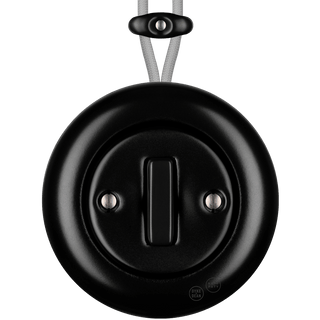 PORCELAIN KATY PATY COLONA ROUND SURFACE MOUNTED SLIM BUTTON SWITCH MATTE BLACK - DYKE & DEAN