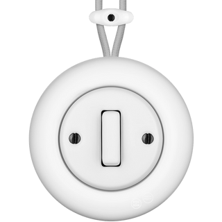 PORCELAIN KATY PATY COLONA ROUND SURFACE MOUNTED SLIM BUTTON SWITCH MATTE WHITE - DYKE & DEAN