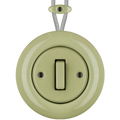 PORCELAIN KATY PATY COLONA ROUND SURFACE MOUNTED SLIM BUTTON SWITCH MOSS GREEN - DYKE & DEAN