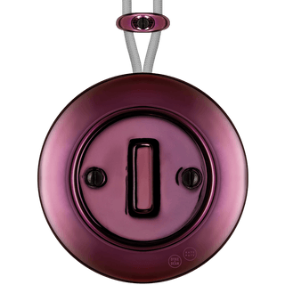 PORCELAIN KATY PATY COLONA ROUND SURFACE MOUNTED SLIM BUTTON SWITCH PURPLE - DYKE & DEAN