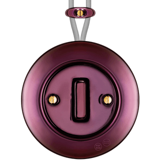 PORCELAIN KATY PATY COLONA ROUND SURFACE MOUNTED SLIM BUTTON SWITCH PURPLE - DYKE & DEAN